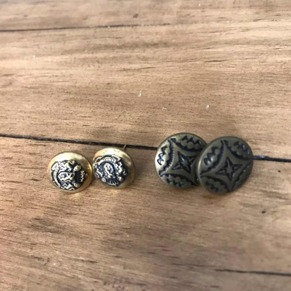 Two Pairs Of Vintage Button Earrings